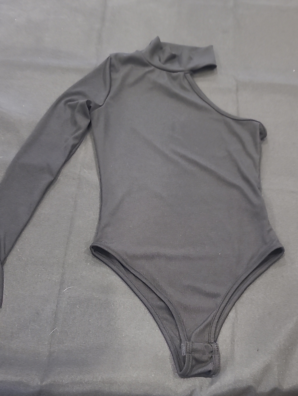 Black, One Arm,mock Neck Snap Bodysuit, Lightweight, Stretchy. Small Like New.
